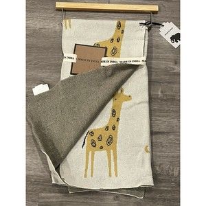 Made In India Baby Knit Blanket Safari Animals Giraffe Lion Hippo Cotton New